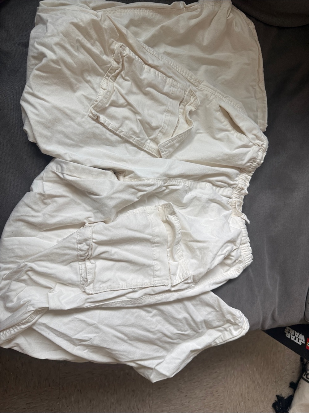 H&M White Teen Girl Cargo Shorts with Elastic Waist